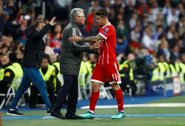 James Rodriguez leaves the pitch