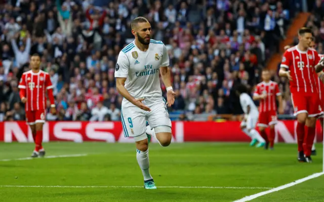 Karim Benzema celebrates