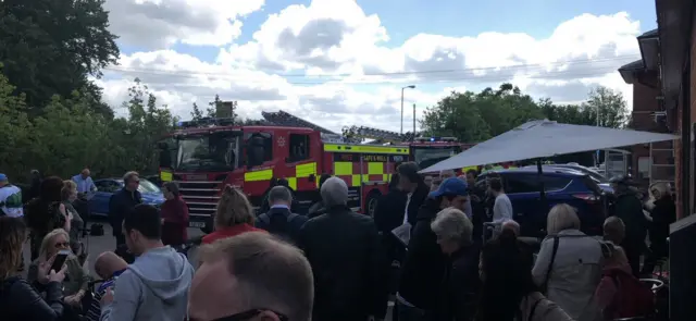 Fire engine arrives at train station in Stevenage