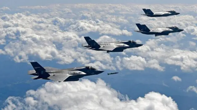 US F-35 fighters on a training exercise in South Korea