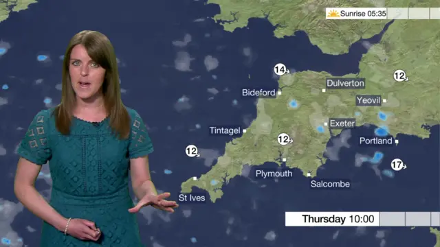 weather map for Devon and Cornwall