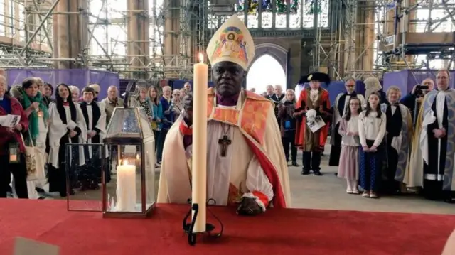 The Arcbishop of York performs re-dedication ceremony