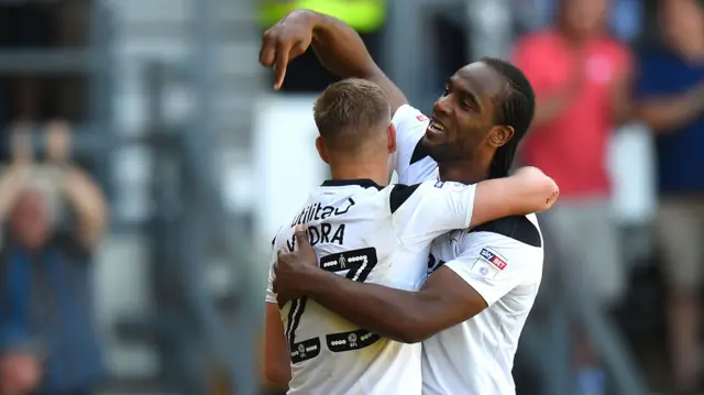 Derby celebrate a goal