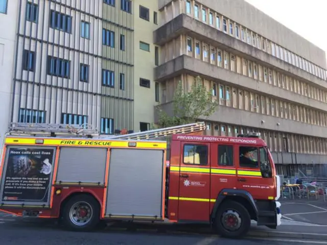 fire engine outside hospital