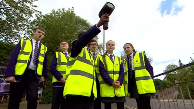 Students from Thistley Hough Academy outside the school