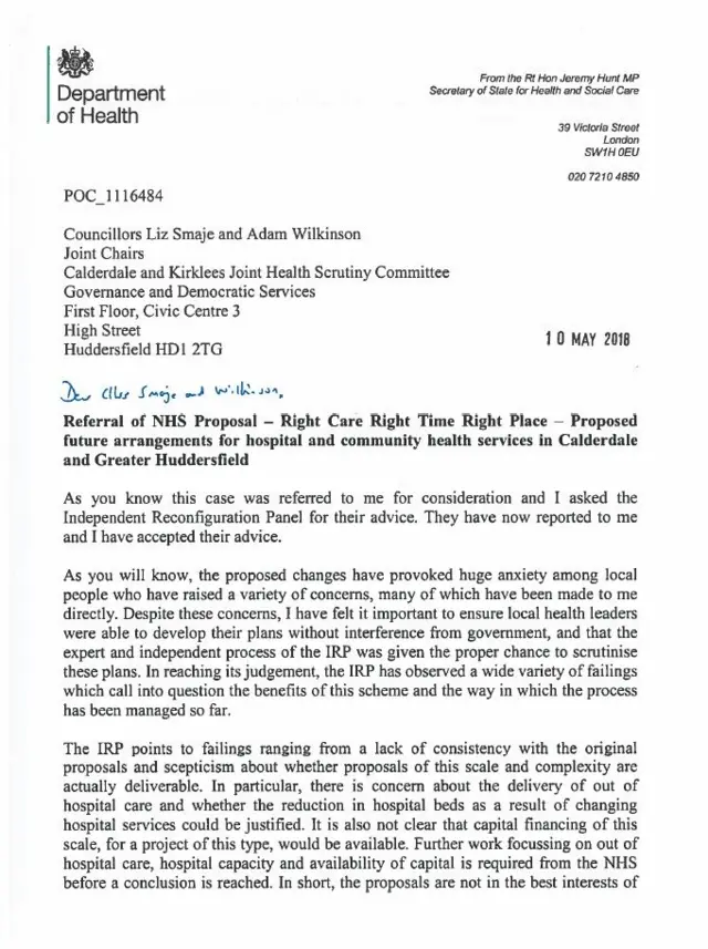 Jeremy Hunt letter