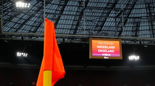 Corner flag and big screen at the Amsterdam Arena