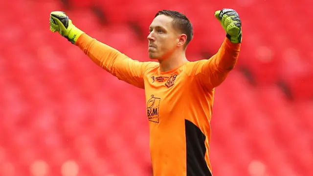 Tranmere goalkeeper celebrates