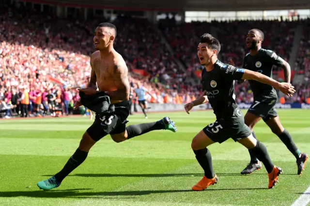 Gabriel Jesus celebrates