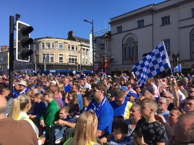 Cardiff City fans at Cardiff Castle