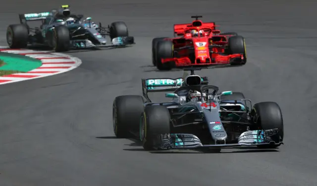 Mercedes Valtteri Bottas and Sebastian Vettel of Ferrari