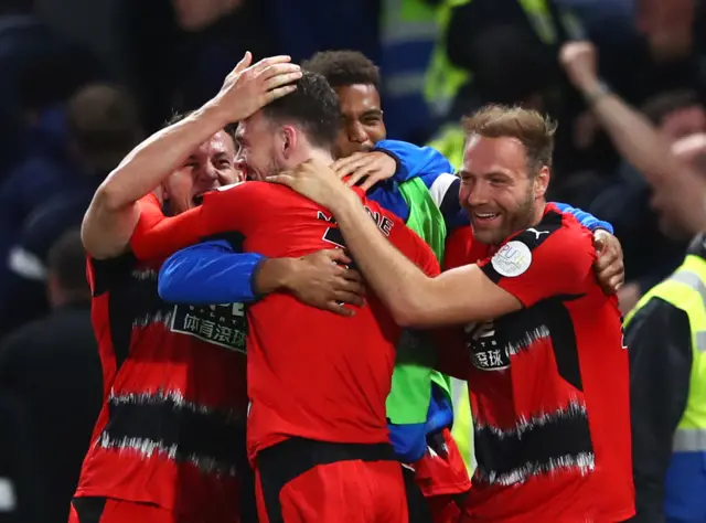 Huddersfield players celebrate