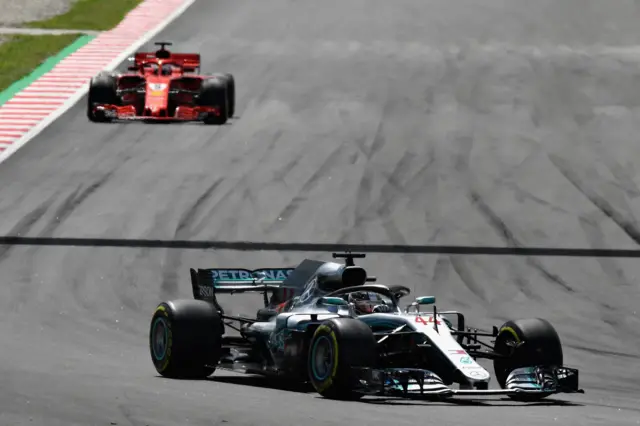 Mercedes' Lewis Hamilton and Sebastian Vettel of Ferrari