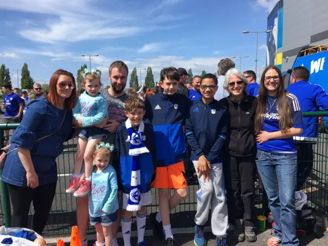 Nine fans outside Cardiff City Stadium