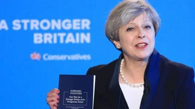 Theresa May launches the Conservatives' UK manifesto in Halifax.