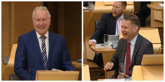 SNP MSP Alex Neil raises a laugh from the Tory front benches