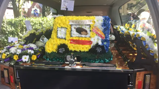 The inside of funeral hearse