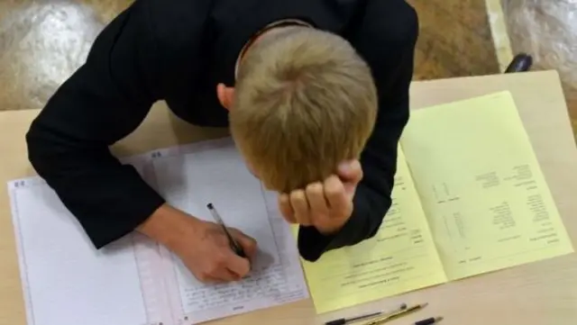 Schoolboy in exam