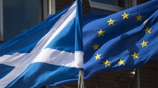 Saltire and EU flag