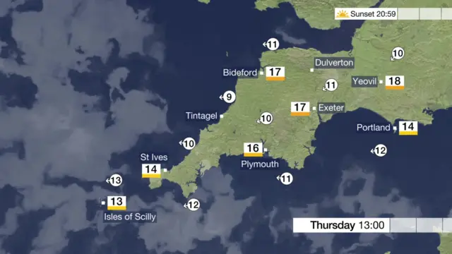 Devon and Cornwall weather