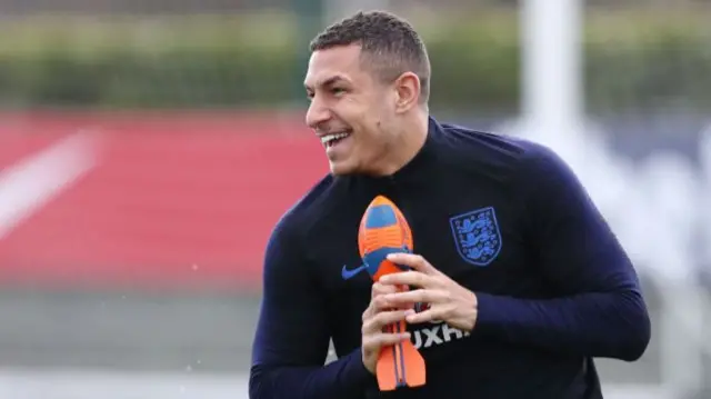 Jake Livermore at an England training session in March