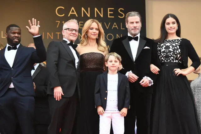 John Travolta and family with 50 Cent