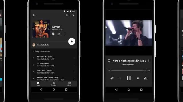 Screenshots of the new YouTube Music app