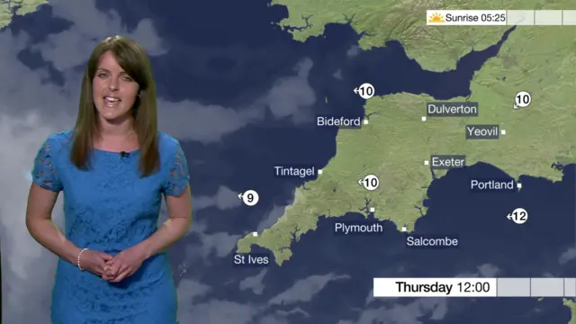 weather map for Devon and Cornwall