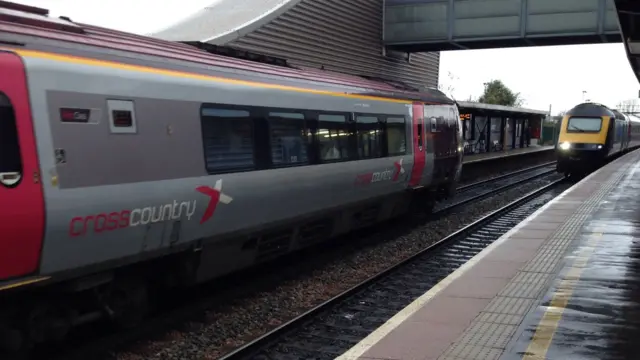 Trains at a station