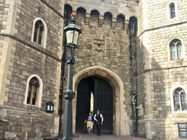 Marjorie Ashworth entering Windsor Castle