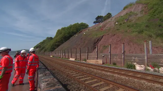 railway line and workers