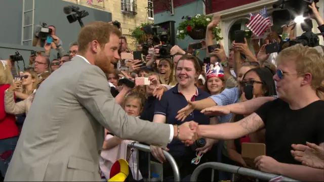 Prince Harry shakes hands