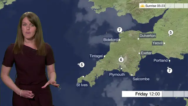 weather map for Devon and Cornwall