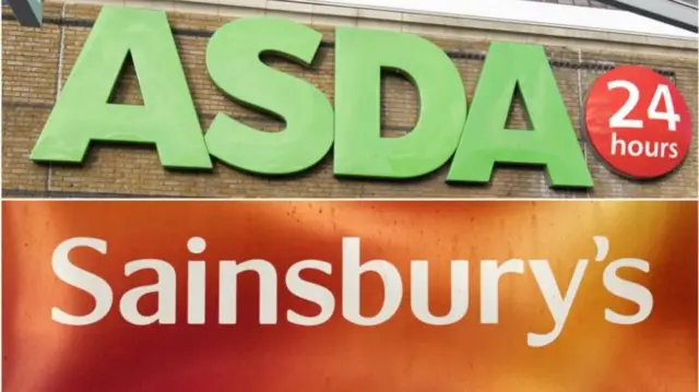 Sainsbury's and Asda signs