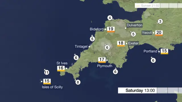 Devon and Cornwall weather