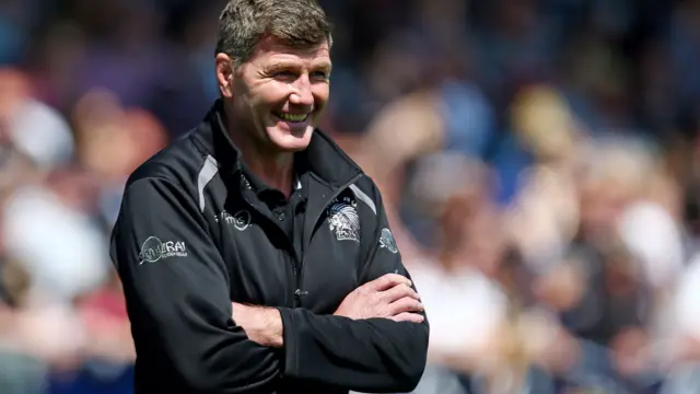 Exeter coach Rob Baxter looks on from the sidelines