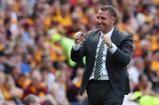 Brendan Rodgers celebrates Celtic's opening goal