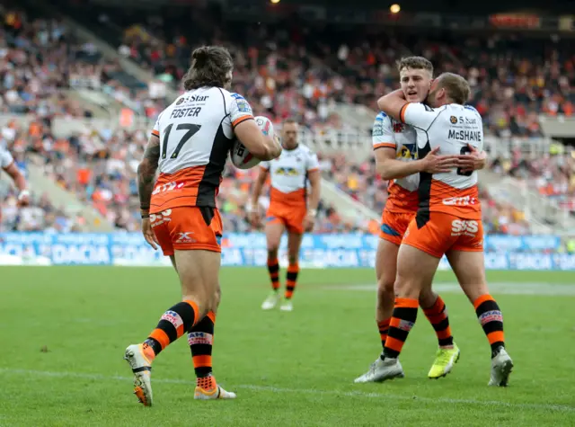 Castleford celebrate a try