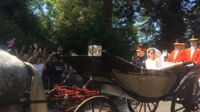 Prince Harry and Meghan Markle's carriage procession on the Long Walk