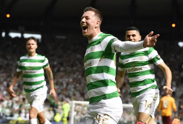 Callum McGregor celebrates scoring for Celtic