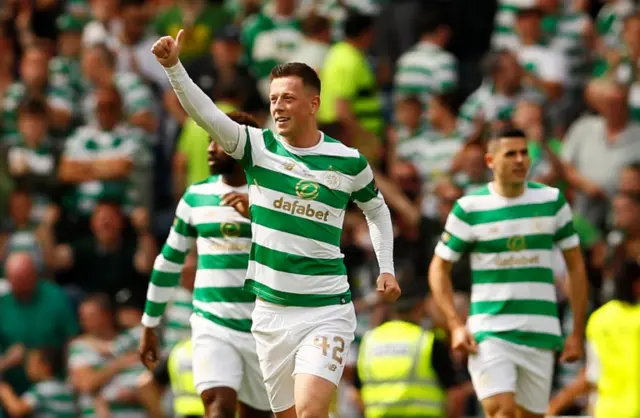 Callum McGregor celebrates opening the scoring for Celtic