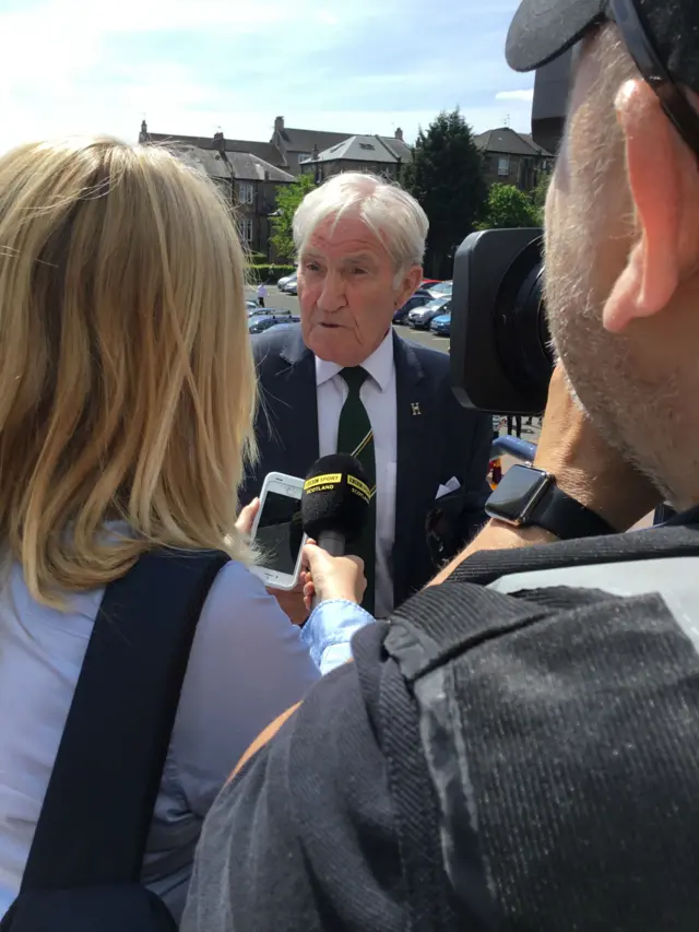 Bertie Auld with our reporter Jane Lewis