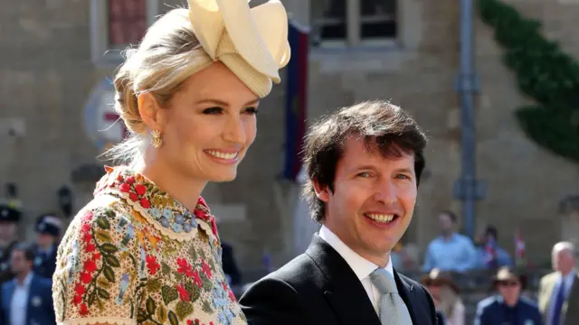 British singer James Blunt (R) and Sofia Wellesley (L) arrive for the wedding