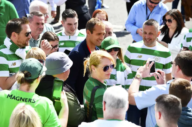 Former Celtic midfielder Stan Petrov among the club's supporters