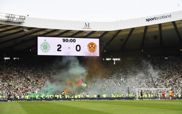 Full-time scoreboard at Hampden