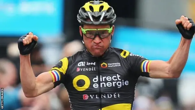 Thomas Voeckler winning the race in 2016.