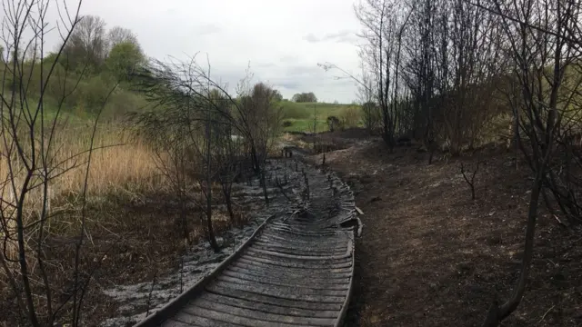 The destroyed boardwalk