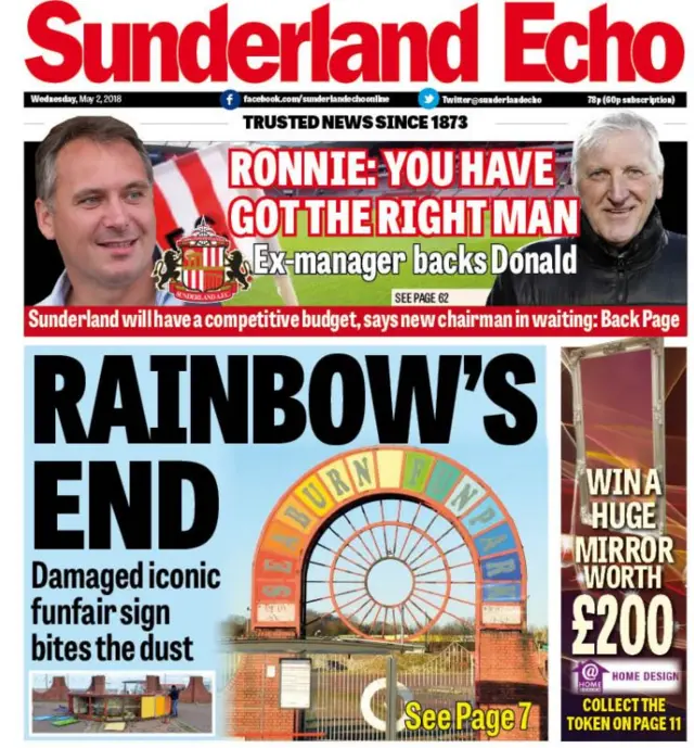 Sunderland Echo front page