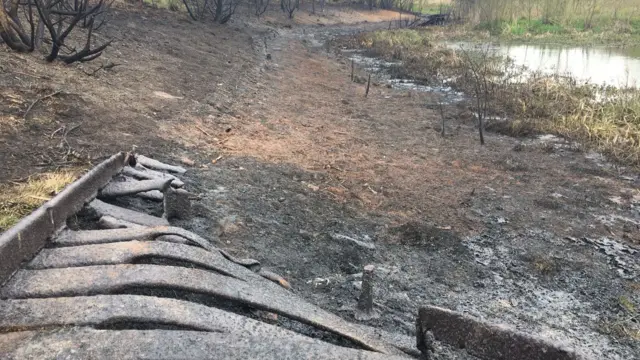 The destroyed boardwalk