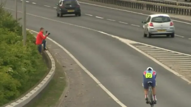 Cyclist on the A63